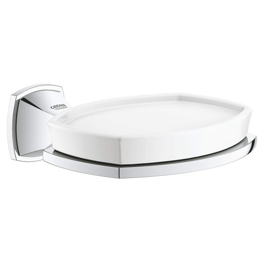 GROHE 40628000 Grandera Chrome Ceramic Soap Dish with Holder