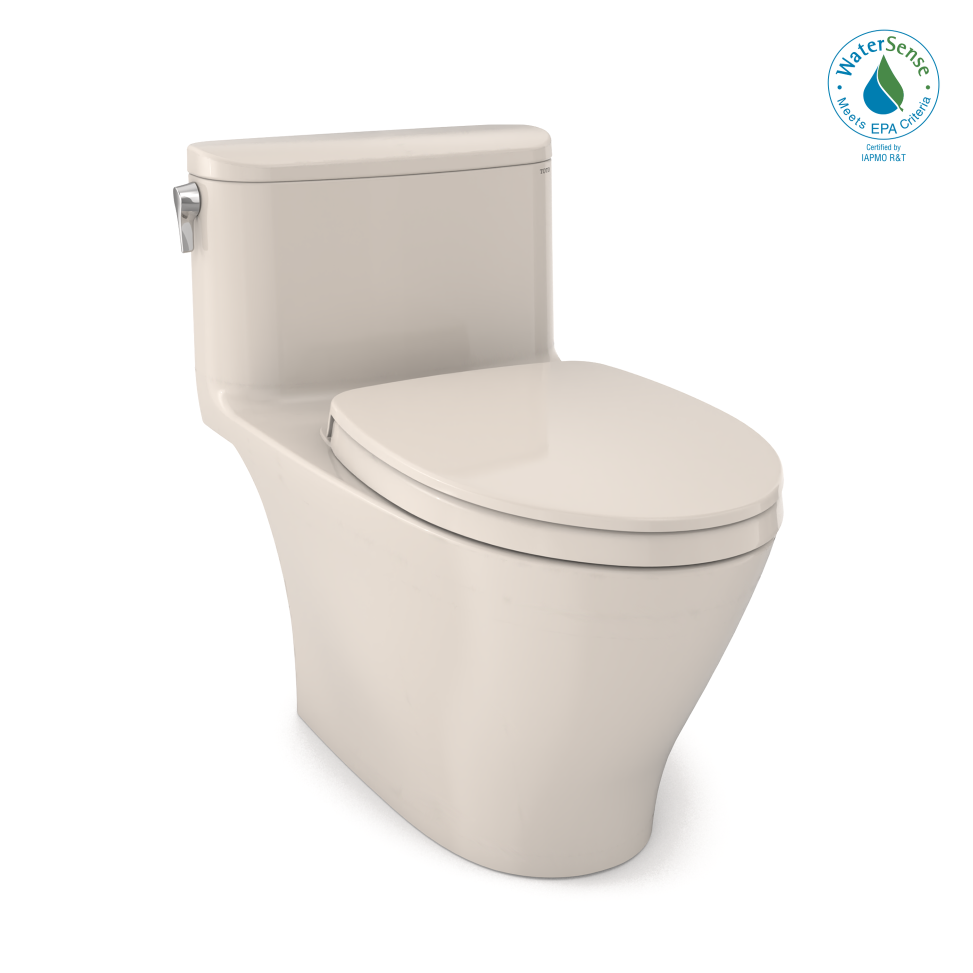 TOTO MS642124CEFG#12 Nexus One-Piece Elongated 1.28 GPF Universal Height Toilet with CEFIONTECT and SS124 SoftClose Seat , Sedona Beige