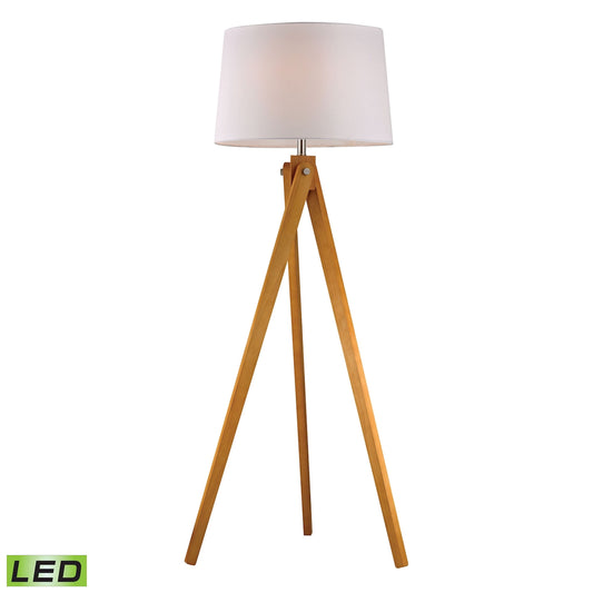 ELK STUDIO D2469-LED Wooden Tripod 63'' High 1-Light Floor Lamp - Natural