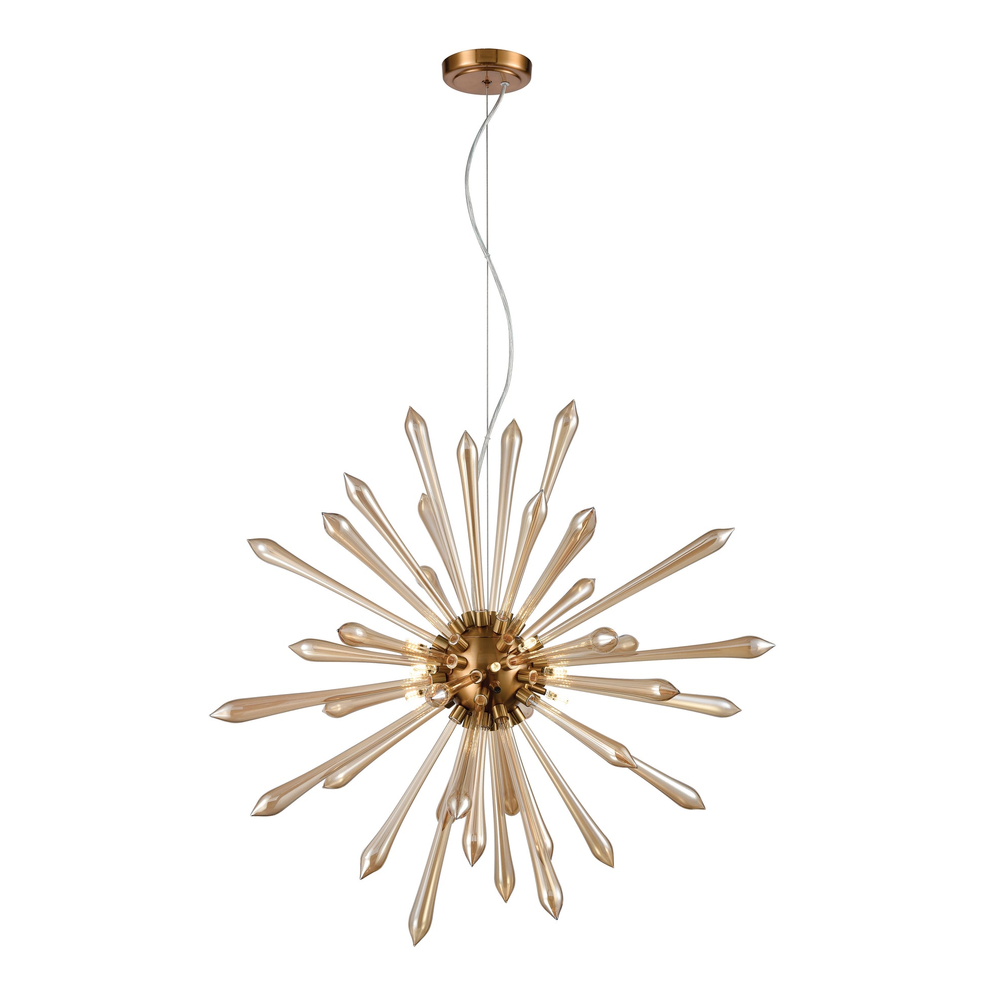 ELK SIGNATURE D4145 Spiritus 28'' Wide 13-Light Chandelier - Aged Brass with Amber