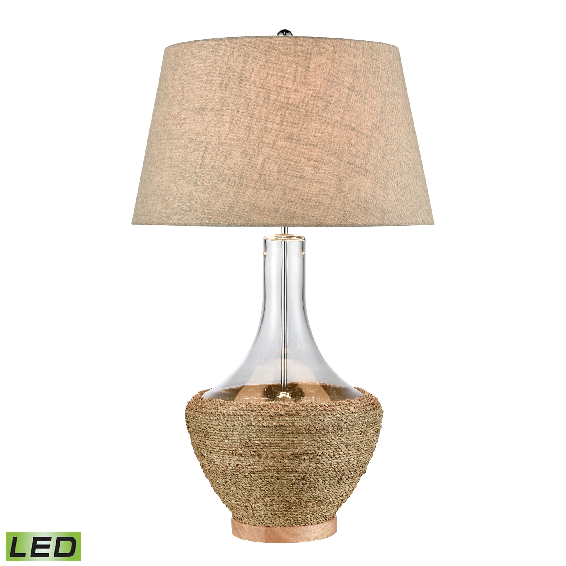 ELK SIGNATURE D4561-LED Twined 31'' High 1-Light Table Lamp - Clear and Natural Finish with Sand Colored Linen Shade - Includes LED Bulb