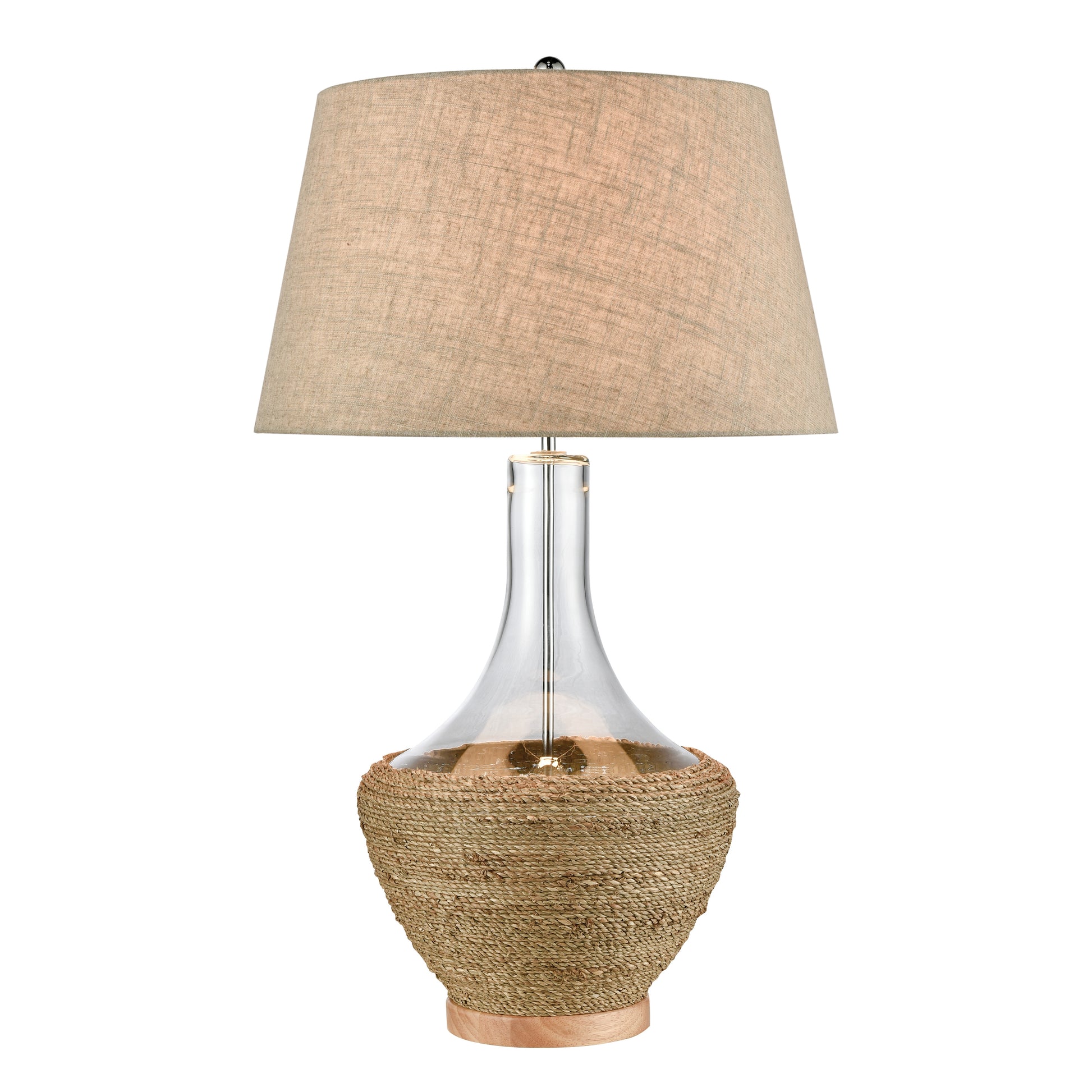 ELK SIGNATURE D4561 Twined 31'' High 1-Light Table Lamp - Clear and Natural Finish with Sand Colored Linen Shade