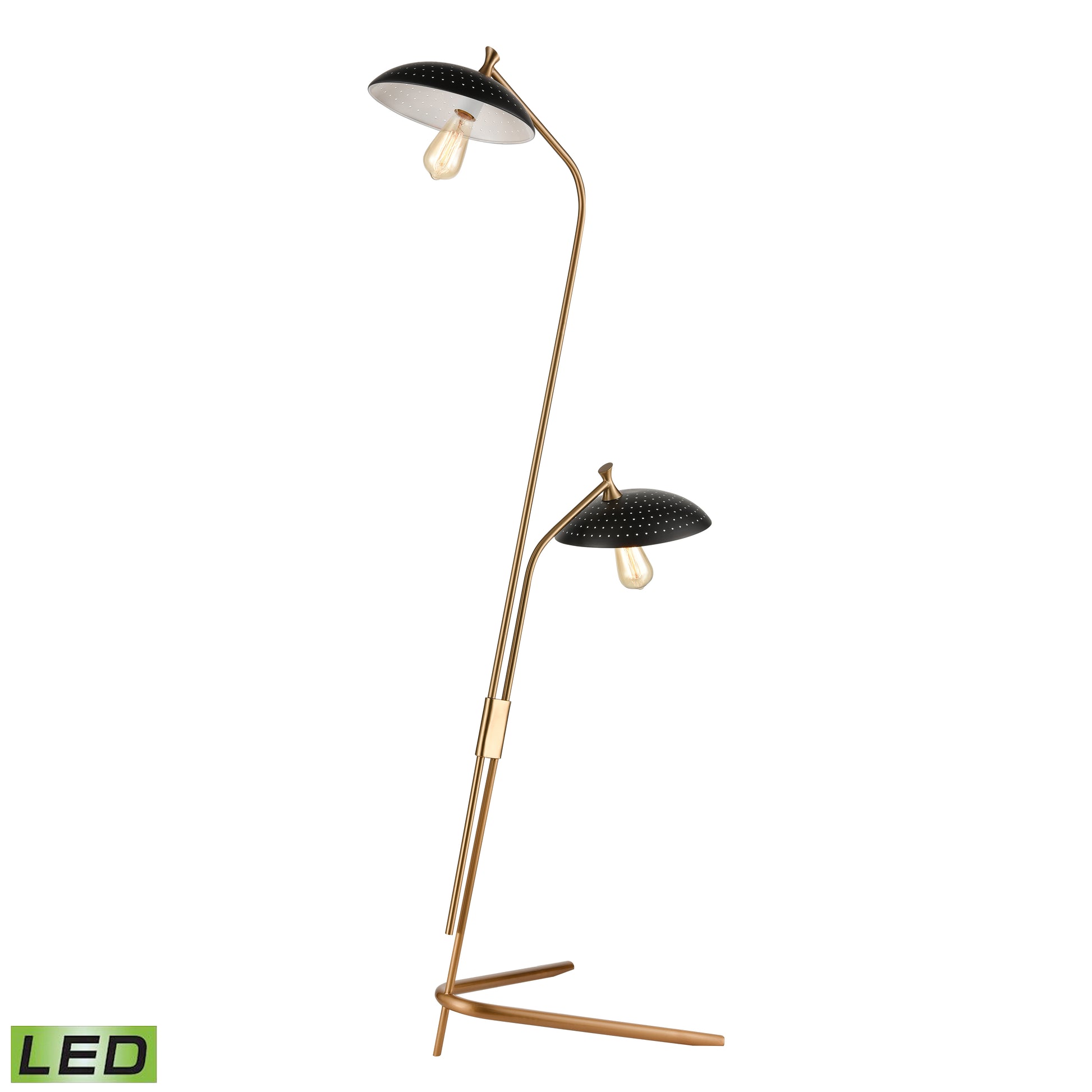 ELK SIGNATURE D4653-LED Scarab 66'' High 2-Light Floor Lamp - Satin Brass - Includes LED Bulbs