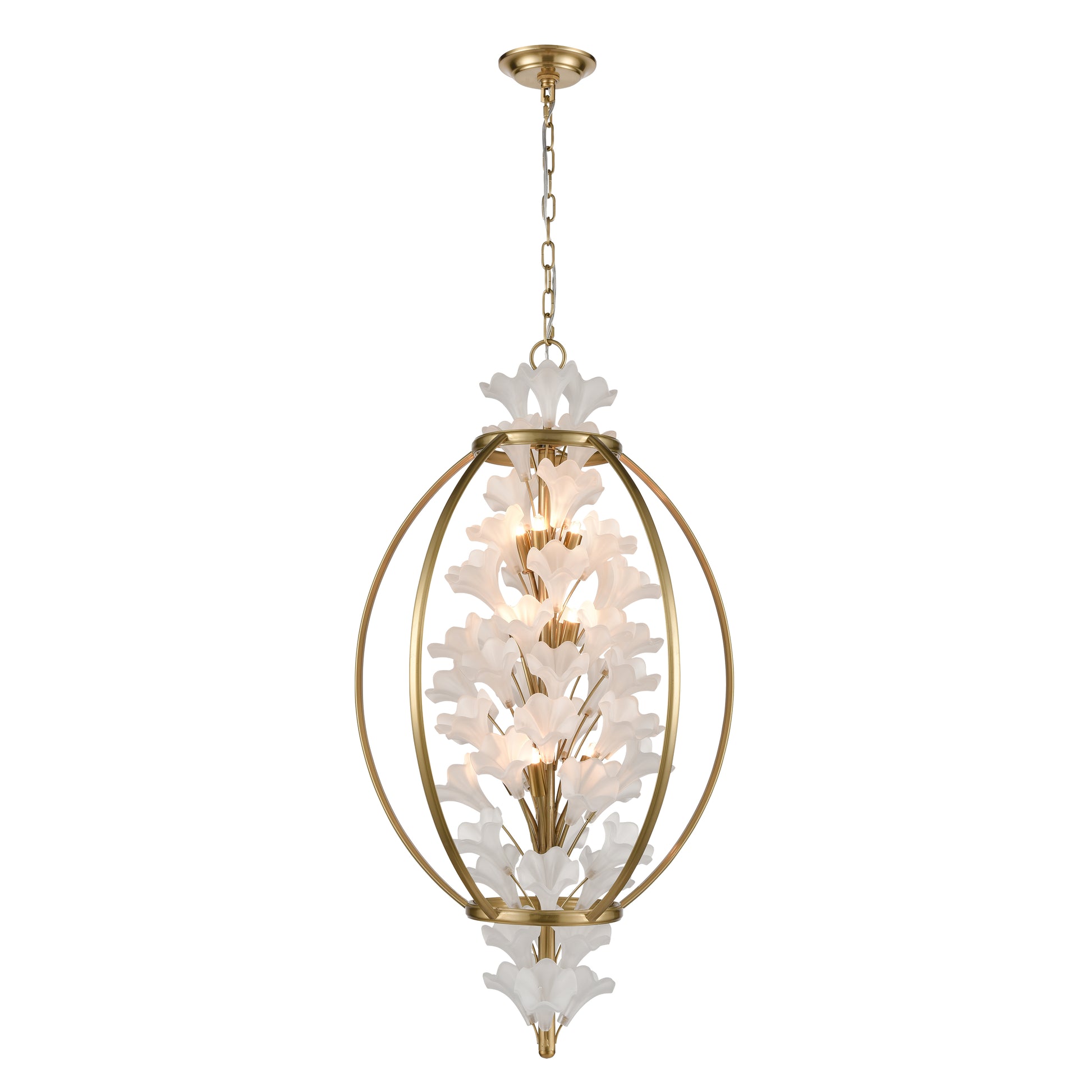 ELK SIGNATURE D4655 Tulip 21'' Wide 9-Light Pendant - Aged Brass