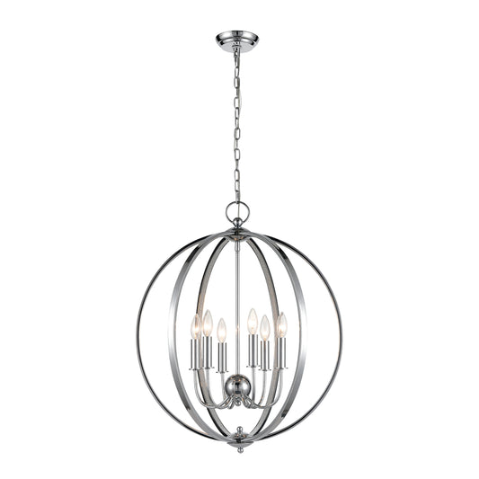 ELK SIGNATURE D4686 Venue 24'' Wide 6-Light Pendant - Chrome