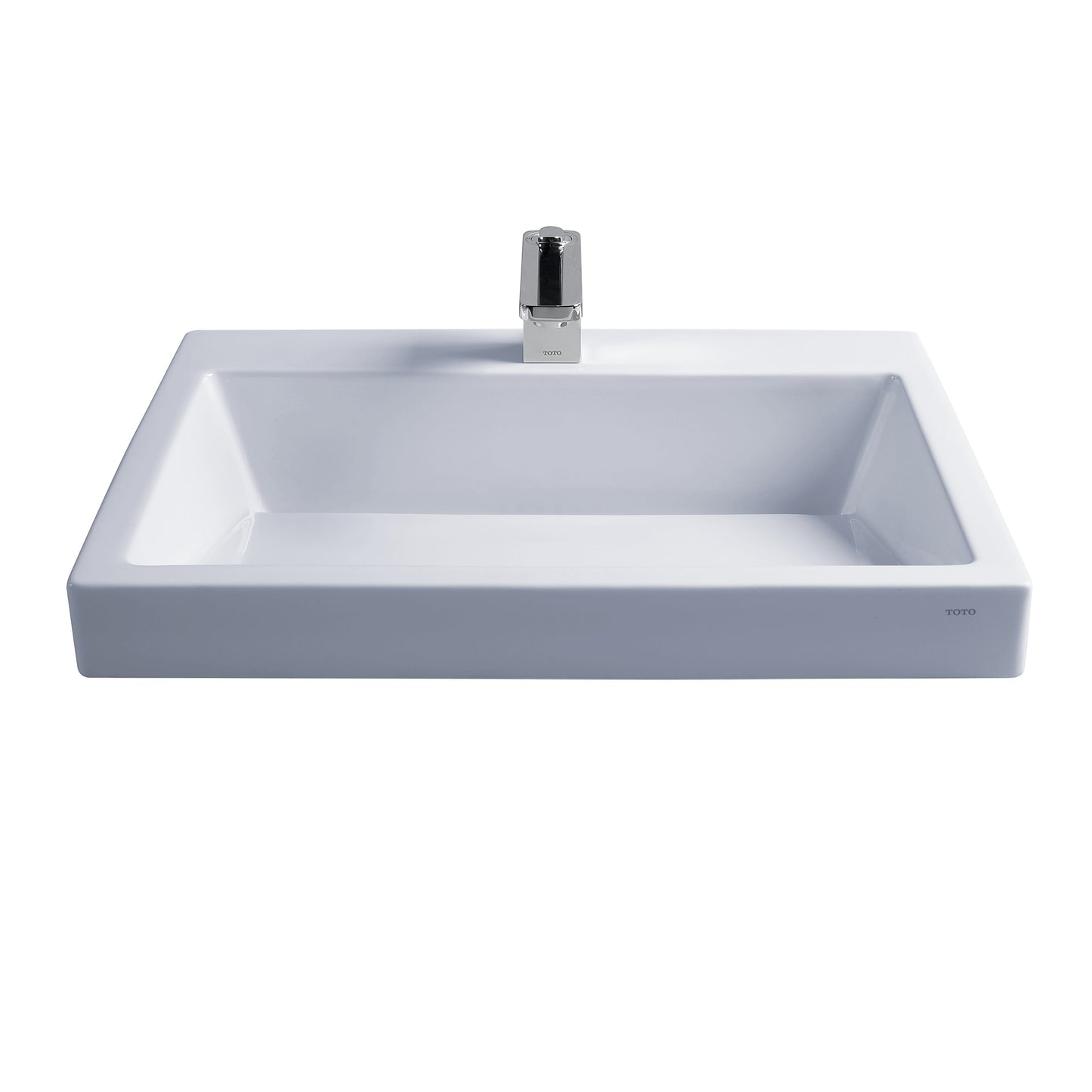 TOTO LT171.8G#01 Kiwami Renesse Design I Rectangular Fireclay Vessel Bathroom Sink with CEFIONTECT for 8 Inch Faucets , Cotton White