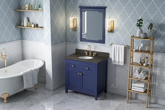 JEFFREY ALEXANDER VKITCHA36BLLSO 36" Hale Blue Chatham Vanity, Blue Limestone Vanity Top, undermount oval bowl