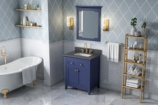 JEFFREY ALEXANDER VKITCHA30BLGQR 30" Hale Blue Chatham Vanity, Grey Quartz Vanity Top, undermount rectangle bowl