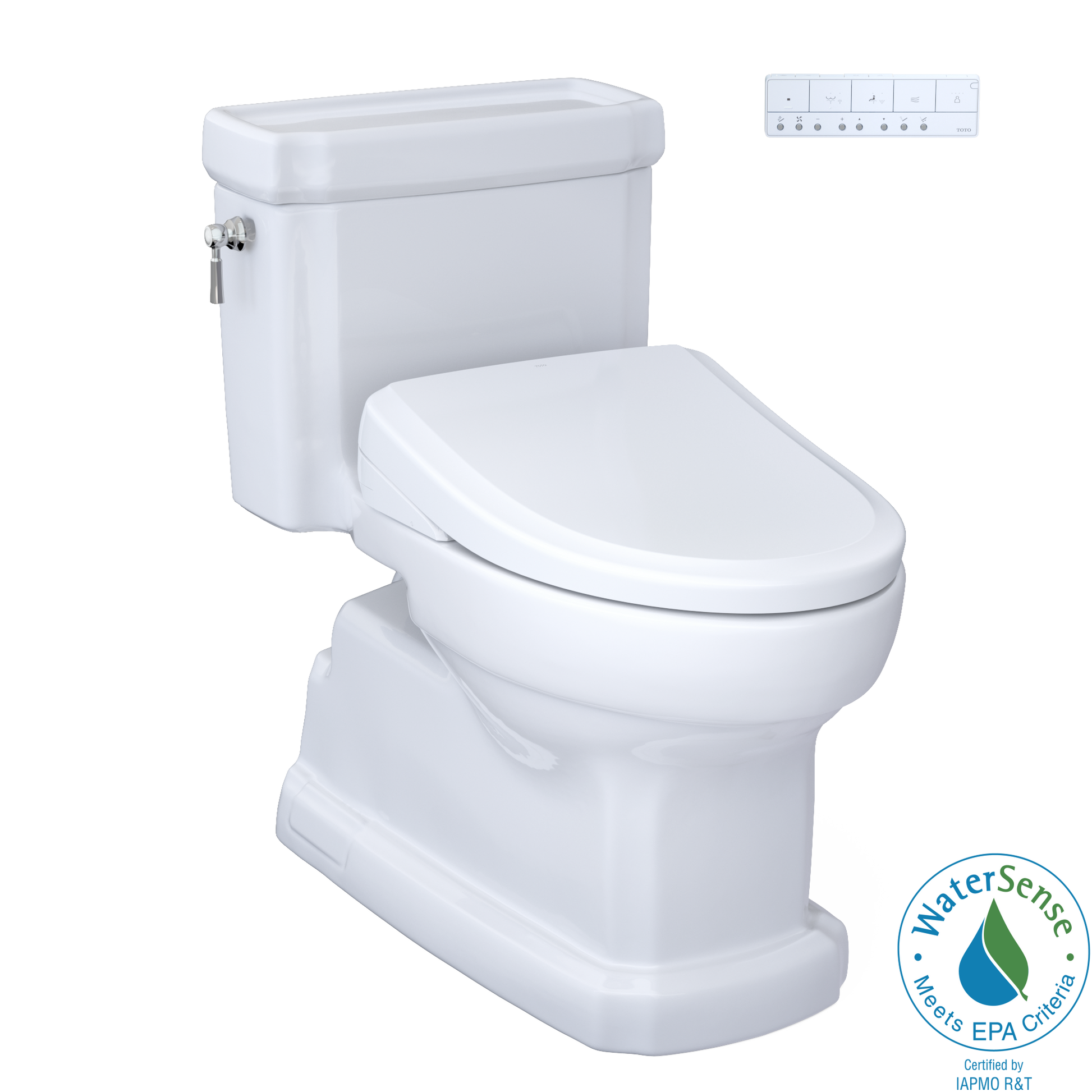 TOTO MW9744724CEFGA#01 WASHLET+ Eco Guinevere Elongated 1.28 GPF Universal Height Toilet and S7 Classic Bidet Seat with Auto Flush , Cotton White