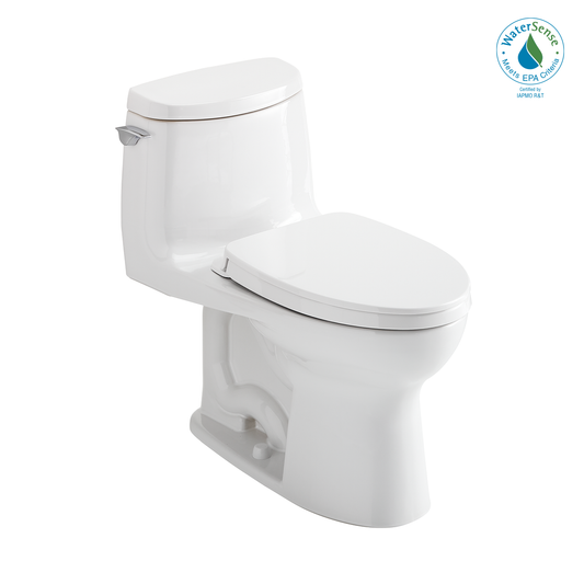 TOTO MS604124CUFG#01 UltraMax II 1G One-Piece Elongated 1.0 GPF Universal Height Toilet with CEFIONTECT and SS124 SoftClose Seat , Cotton White