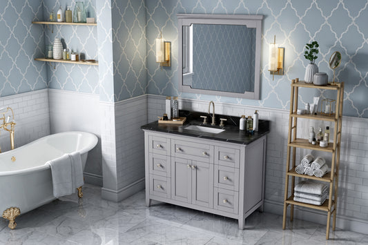 JEFFREY ALEXANDER VKITCHA48GRBQR 48" Grey Chatham Vanity, Calacatta Black Quartz Vanity Top, undermount rectangle bowl