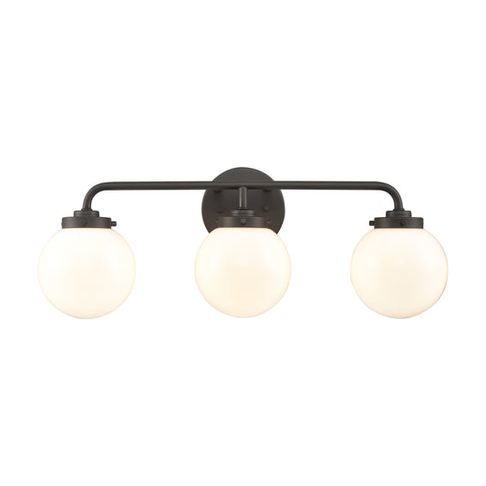 ELK SHOWROOM EC89964/3 Fairbanks 22.75'' Wide 3-Light Vanity Light - Matte Black and Opal