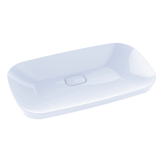 TOTO LT994G#01 Neorest Kiwami Rectangular Semi-Recessed Fireclay Vessel Bathroom Sink with CEFIONTECT , Cotton White