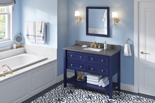 JEFFREY ALEXANDER VKITADL48BLGQR 48" Hale Blue Adler Vanity, Grey Quartz Vanity Top, undermount rectangle bowl