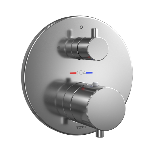 TOTO TBV01407U#CP Round Thermostatic Mixing Valve with Volume Control Shower Trim , Polished Chrome