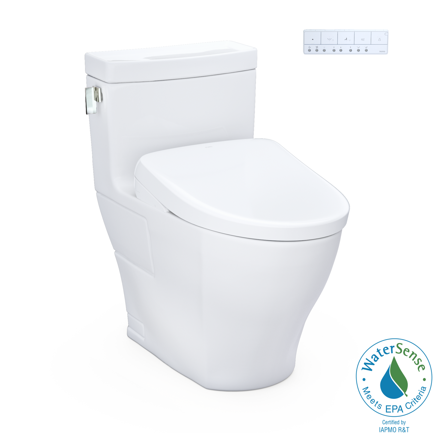 TOTO MW6244726CEFG#01 WASHLET+ Legato One-Piece Elongated 1.28 GPF Toilet and Contemporary WASHLET S7 Contemporary Bidet Seat , Cotton White