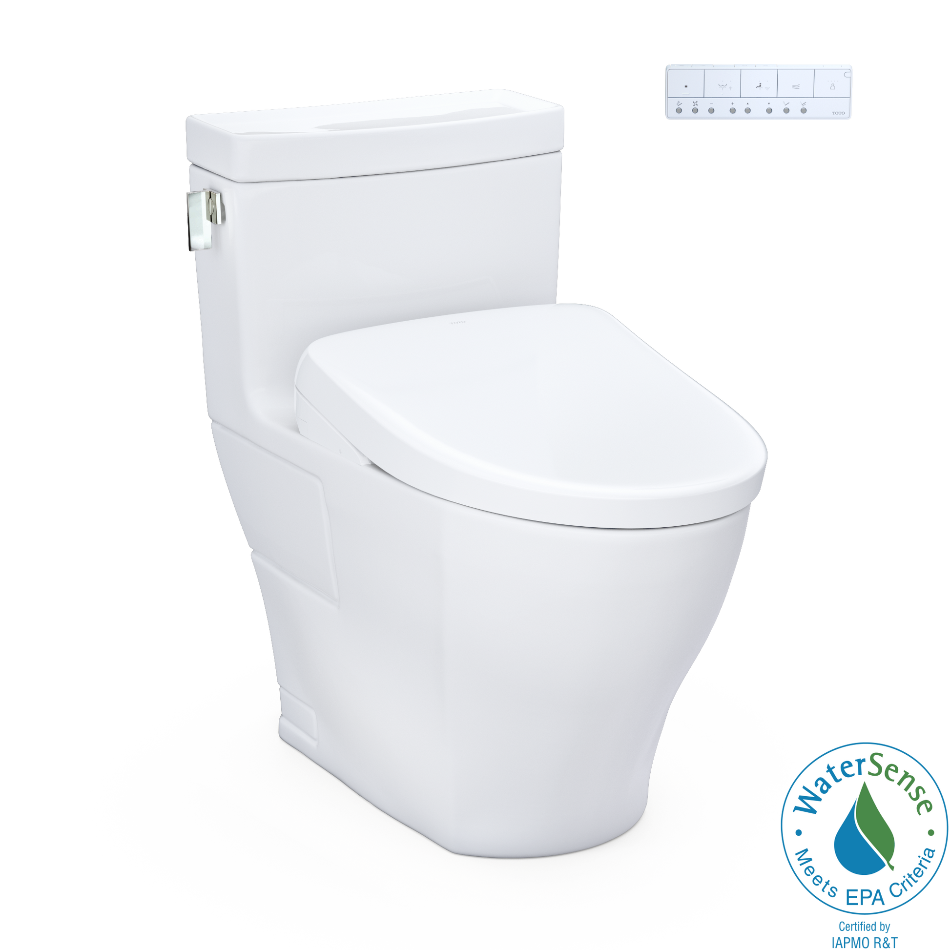 TOTO MW6244726CEFG#01 WASHLET+ Legato One-Piece Elongated 1.28 GPF Toilet and Contemporary WASHLET S7 Contemporary Bidet Seat , Cotton White