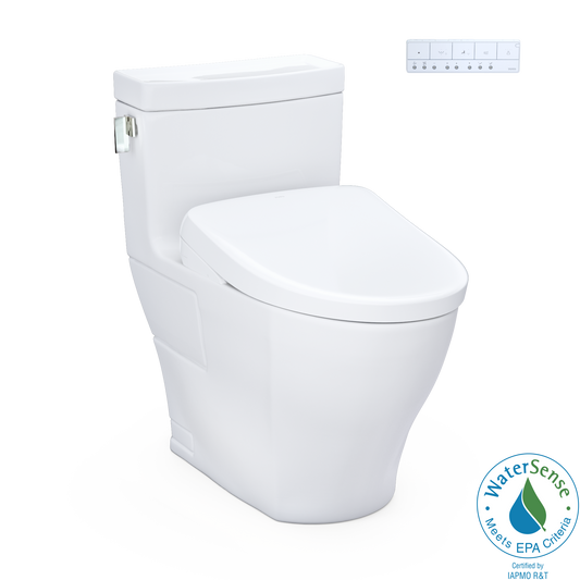 TOTO MW6244736CEFGA#01 WASHLET+ Legato One-Piece Elongated 1.28 GPF Toilet with Auto Flush S7A Contemporary Bidet Seat , Cotton White