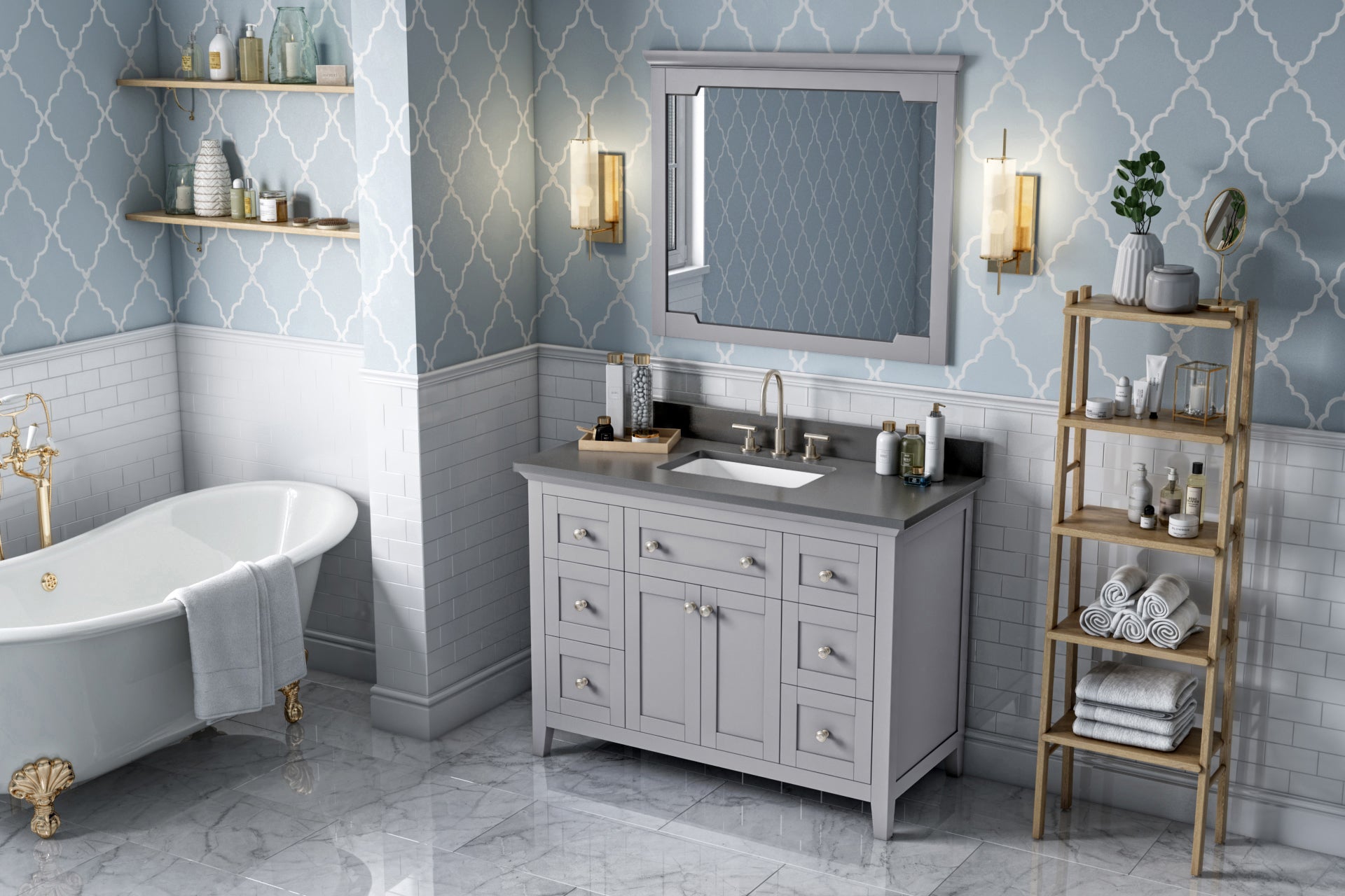 JEFFREY ALEXANDER VKITCHA48GRGQR 48" Grey Chatham Vanity, Grey Quartz Vanity Top, undermount rectangle bowl