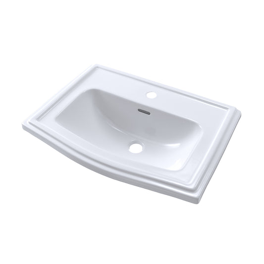 TOTO LT781#01 Clayton Rectangular Self-Rimming Drop-In Bathroom Sink for Single Hole Faucets , Cotton White