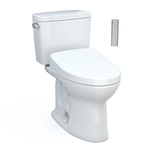 TOTO MW7763046CSFG#01 Drake WASHLET+ Two-Piece Elongated 1.6 GPF Universal Height TORNADO FLUSH Toilet with S500e Bidet Seat , Cotton White