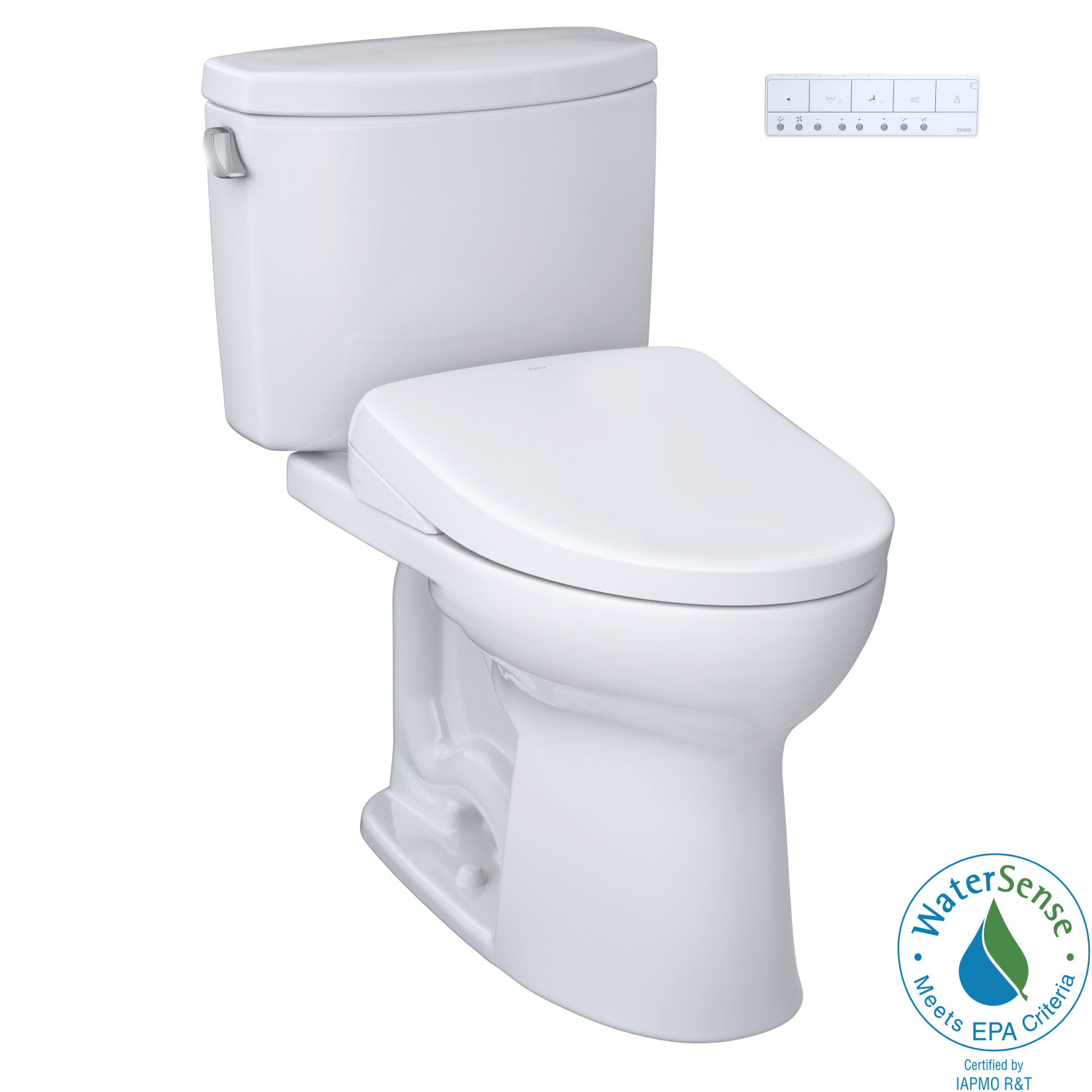 TOTO MW4544736CEFG#01 WASHLET+ Drake II Two-Piece Elongated 1.28 GPF Toilet and WASHLET+ S7A Contemporary Bidet Seat , Cotton White