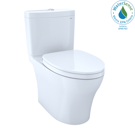 TOTO MS446124CEMGN#01 Aquia IV WASHLET+ Two-Piece Elongated Dual Flush 1.28 and 0.9 GPF Toilet with CEFIONTECT , Cotton White