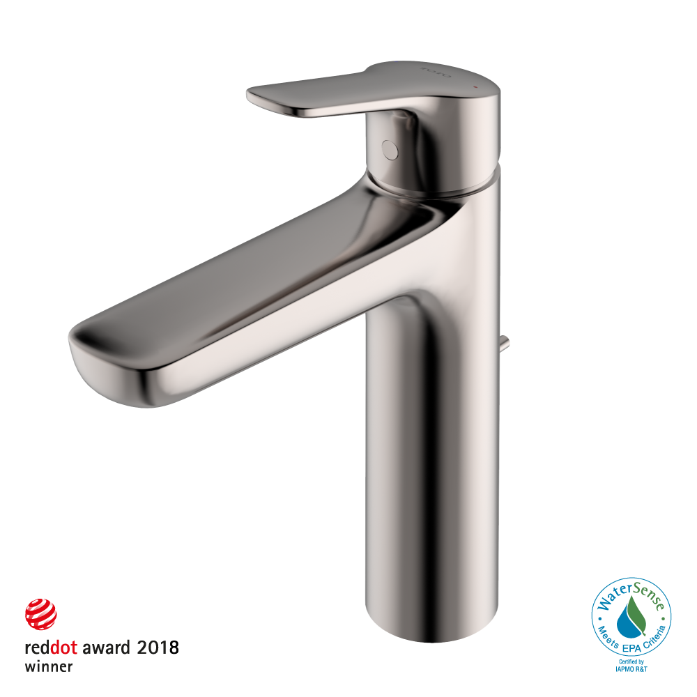 TOTO TLG03303U#PN GS Series 1.2 GPM Single Handle Bathroom Faucet for Semi-Vessel Sink with COMFORT GLIDE Technology and Drain Assembly , Polished Nickel