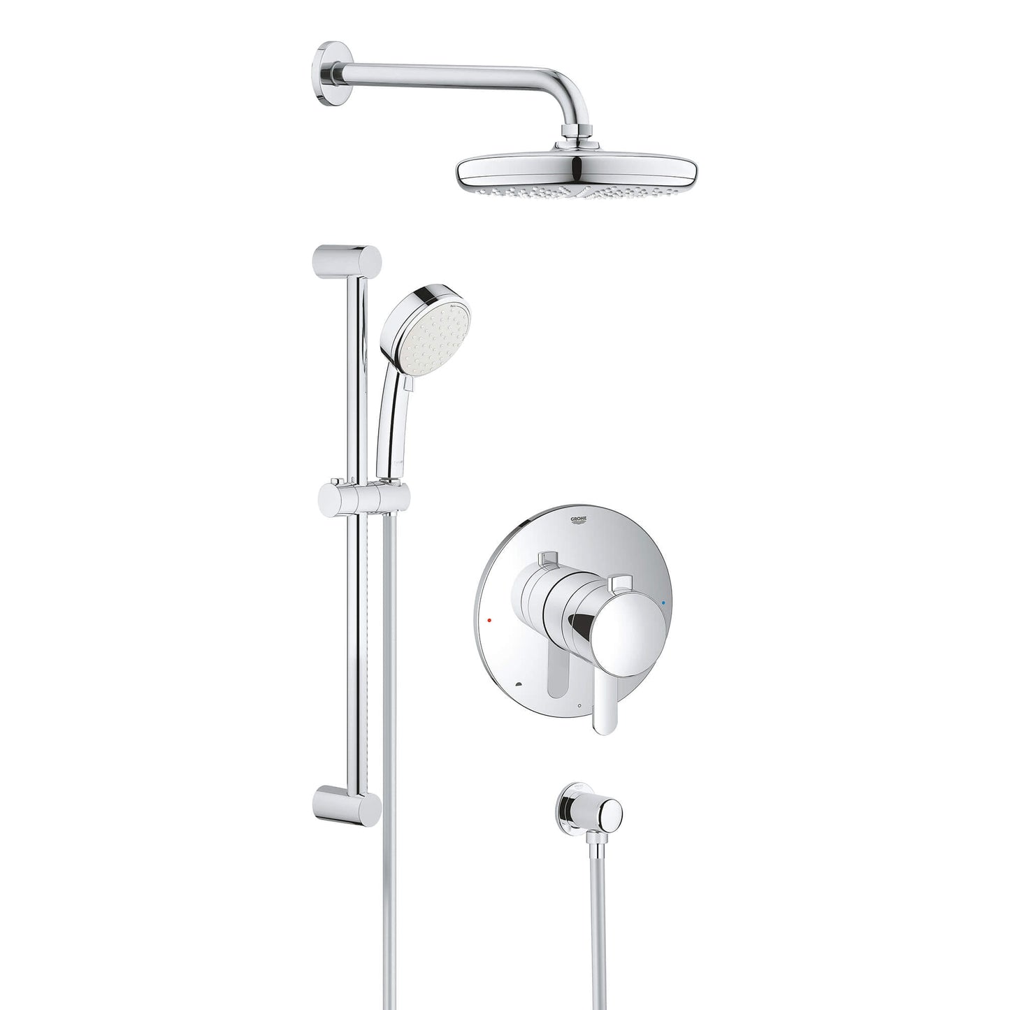 GROHE 35051001 Europlus Chrome Pressure Balance Valve Shower Set