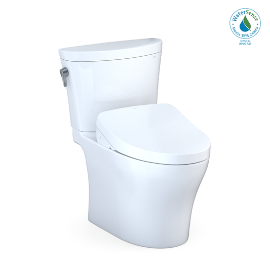 TOTO MW4483046CEMFGN#01 WASHLET+ Aquia IV Arc Two-Piece Elongated Dual Flush 1.28 and 0.9 GPF Toilet with S500e Bidet Seat , Cotton White