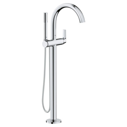 Grohe 29302000 Chrome Defined Free Standing Tub Filler with Built-In Diverter and Hand Shower - Less Rough In