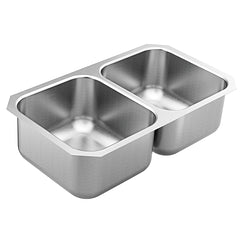 MOEN GS18212 1800 Series 31.75 X 18.25 Stainless Steel 18 Gauge Double Bowl Sink In Satin Stainless