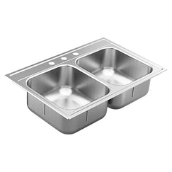 MOEN GS182133Q 1800 Series 33"x22" stainless steel 18 gauge double bowl drop in sink