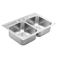 MOEN GS182134Q 1800 Series 33"x22" stainless steel 18 gauge double bowl drop in sink