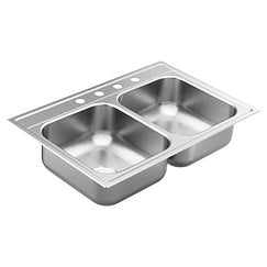 MOEN GS182154Q 1800 Series 33"x22" stainless steel 18 gauge double bowl drop in sink