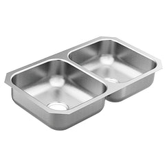 MOEN GS20214 2000 Series 31.75 x 18.25 stainless steel 20 gauge double bowl sink