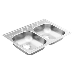 MOEN GS202174BQ 2000 Series 33"x22" stainless steel 20 gauge double bowl drop in sink