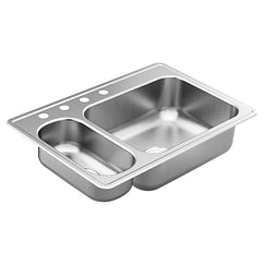 MOEN GS202864Q 2000 Series 33"x22" stainless steel 20 gauge double bowl drop in sink