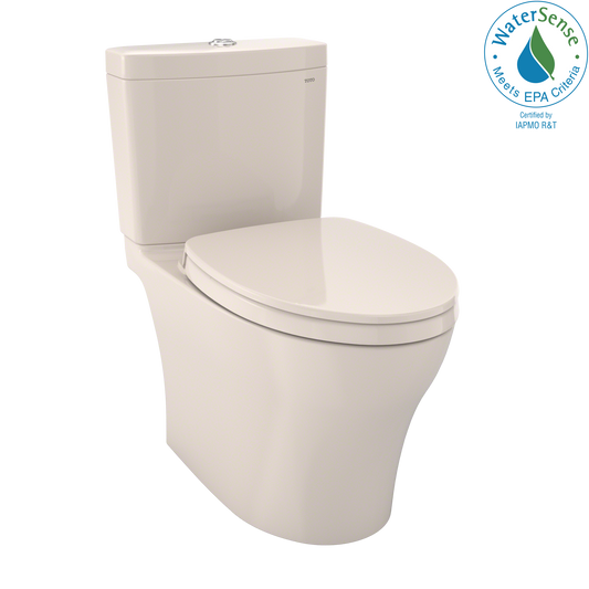 TOTO MS446124CEMGN#12 Aquia IV WASHLET+ Two-Piece Elongated Dual Flush 1.28 and 0.9 GPF Toilet with CEFIONTECT , Sedona Beige