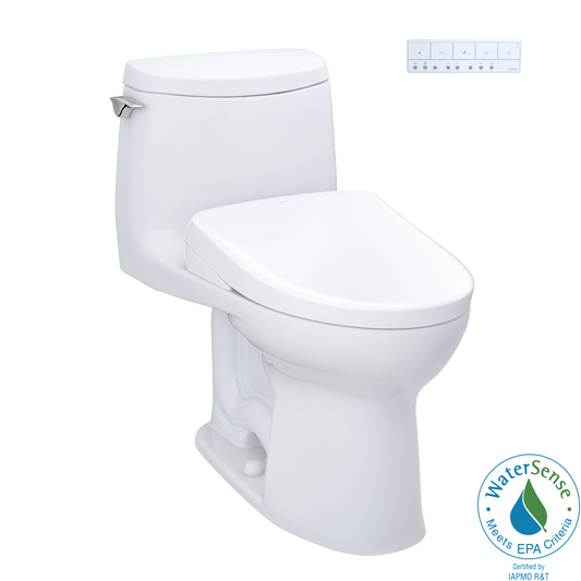 TOTO MW6044726CUFG#01 WASHLET+ UltraMax II 1G One-Piece Elongated 1.0 GPF Toilet and WASHLET+ S7 Contemporary Bidet Seat , Cotton White