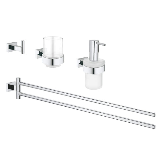 GROHE 40847001 Essentials Cube Chrome 4-in-1 Accessory Set