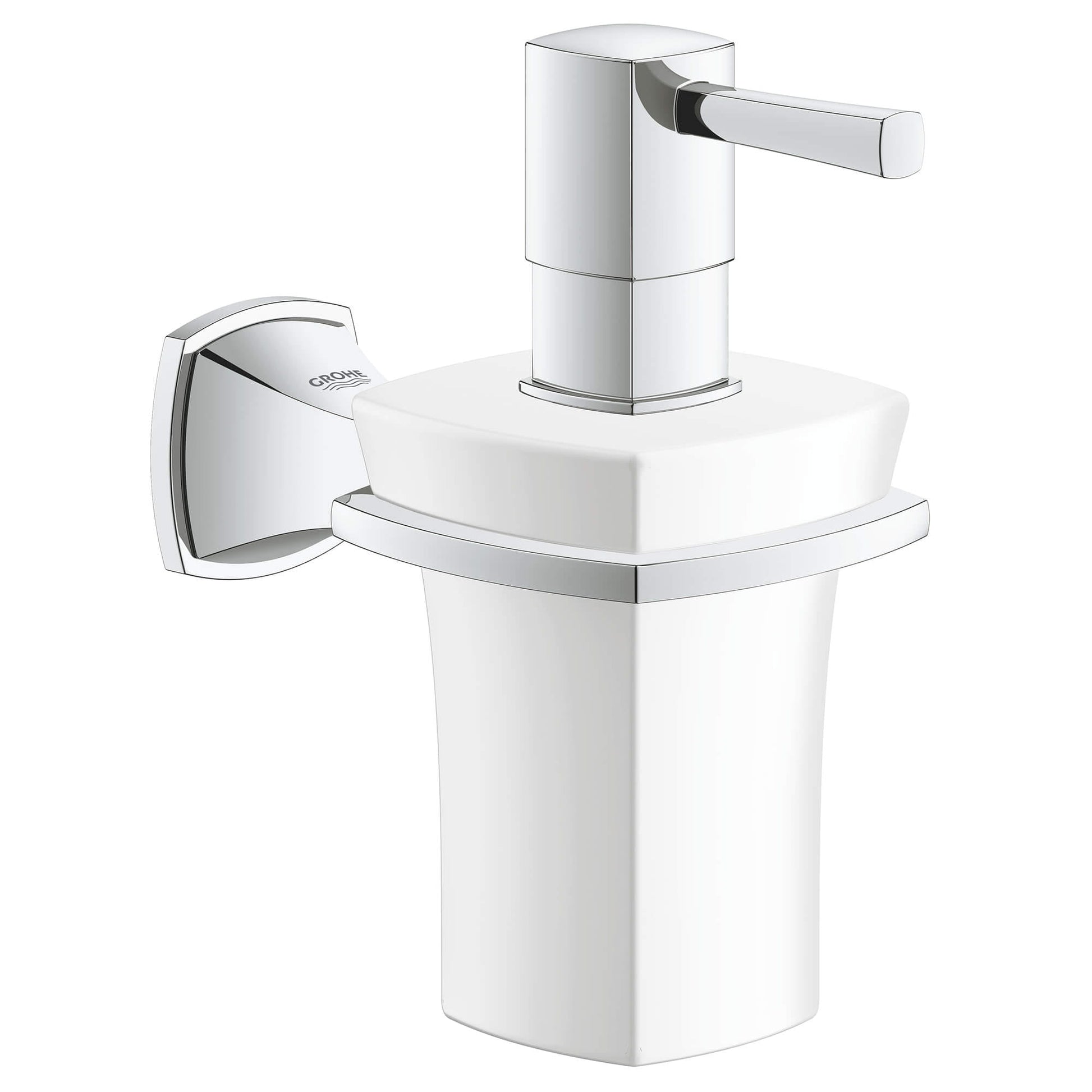 GROHE 40627000 Grandera Chrome Ceramic Soap Dispenser with Holder