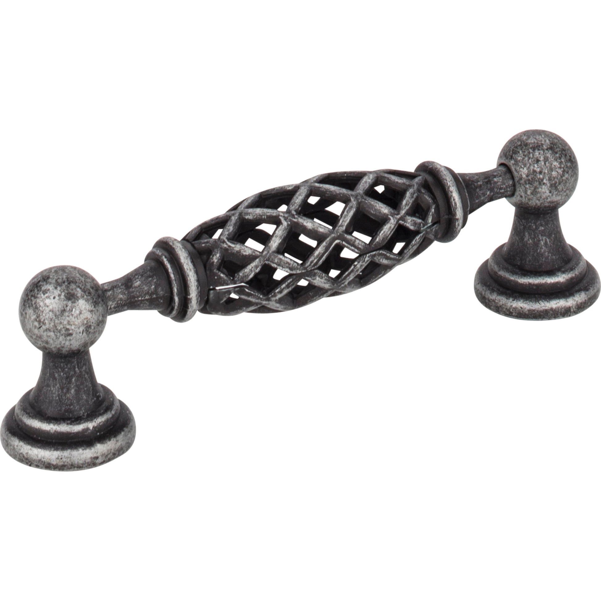 JEFFREY ALEXANDER 749-96B-SIM 96 mm Center-to-Center Distressed Antique Silver Birdcage Tuscany Cabinet Pull