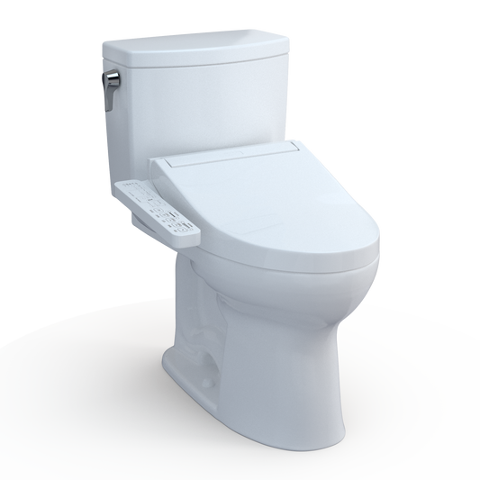 TOTO MW4543074CUFG#01 WASHLET+ Drake II 1G Two-Piece Elongated 1.0 GPF Toilet and WASHLET+ C2 Bidet Seat , Cotton White