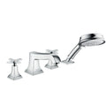 HANSGROHE 31449001 Metropol Classic 4-Hole Roman Tub Set Trim with Cross Handles and 1.8 GPM Handshower - Chrome