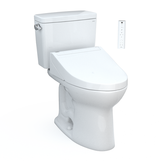 TOTO MW7763084CSG#01 Drake WASHLET+ Two-Piece Elongated 1.6 GPF TORNADO FLUSH Toilet with C5 Bidet Seat , Cotton White