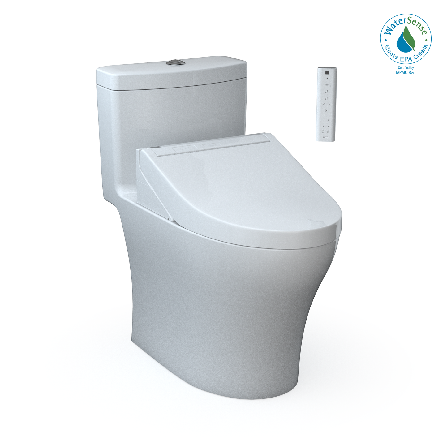 TOTO MW6463084CEMFGN#01 WASHLET+ Aquia IV One-Piece Elongated Dual Flush 1.28 and 0.9 GPF Toilet and WASHLET C5 Bidet Seat , Cotton White