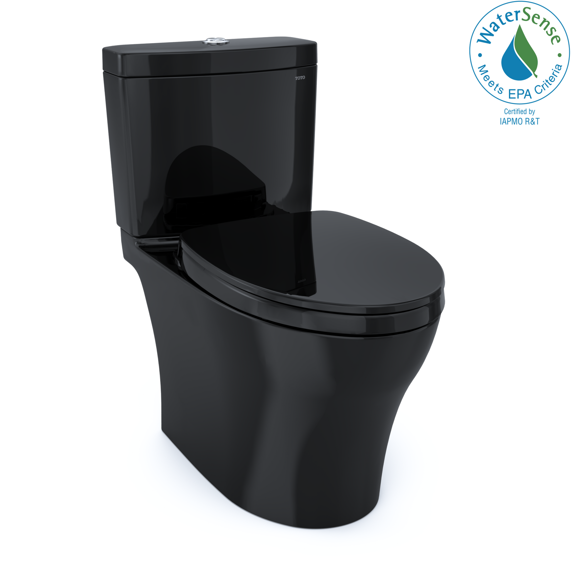 TOTO MS446124CEMFN#51 Aquia IV Two-Piece Elongated Dual Flush 1.28 and 0.9 GPF Universal Height Toilet , Ebony