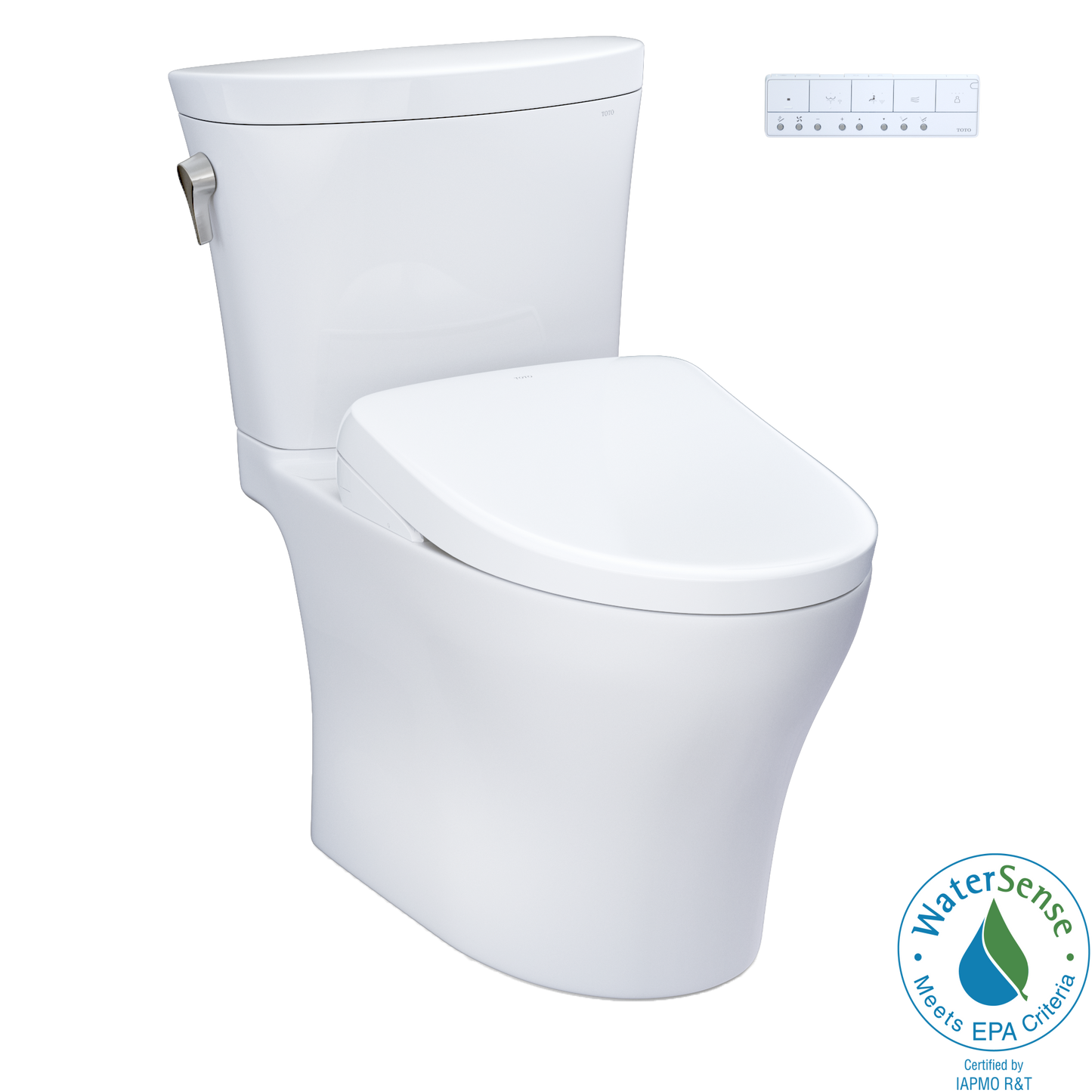 TOTO MW4484726CEMFGN#01 WASHLET+ Aquia IV Arc Two-Piece Elongated Dual Flush 1.28 and 0.9 GPF Toilet with S7 Contemporary Bidet Seat , Cotton White