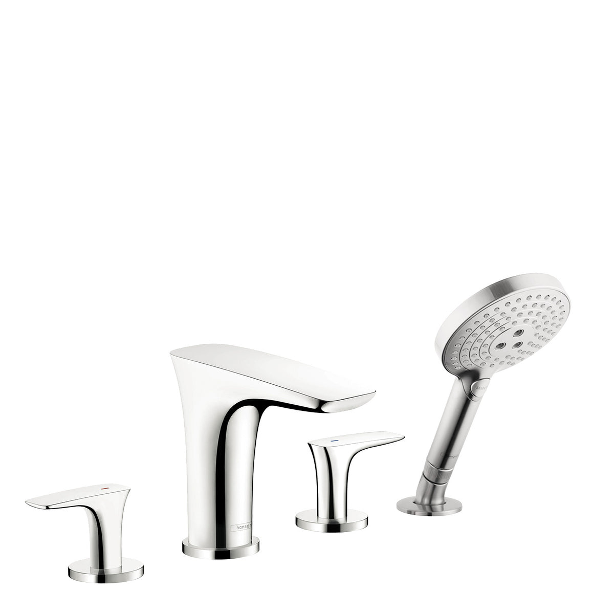 HANSGROHE 15456001 PuraVida 4-Hole Roman Tub Set Trim with 1.75 GPM Handshower in Chrome